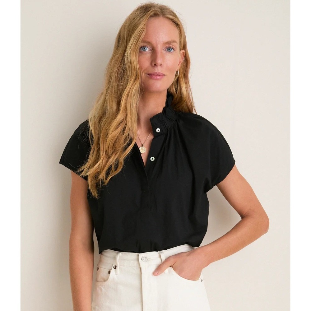 Pomander Place Tuckernuck NWT Rae Blouse 3XL Black Ruffle Chic Feminine Office